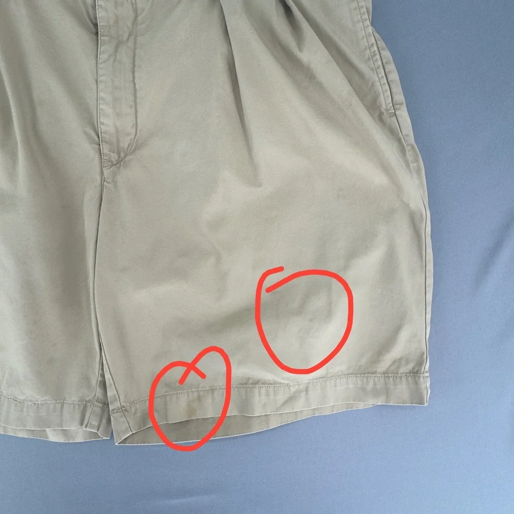 VTG Polo Ralph Lauren Mens Tyler Short Khaki Tan Pleated Cotton Chino Shorts  40